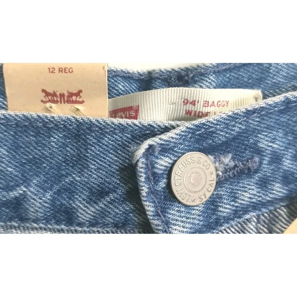 NWT Levi's '94 Baggy Wide Leg Jeans Girls Size 12 Reg Blue  Inside Out Adj Waist